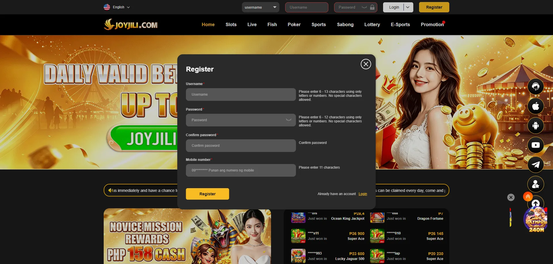Joyjili casino sign up — create your account in minutes